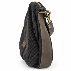 Mila Louise Priscille VFR2 Sac Besace Effet Velours Côtelé Gris Dark
