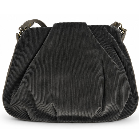 Mila Louise Priscille VFR2 Sac Besace Effet Velours Côtelé Gris Dark dos