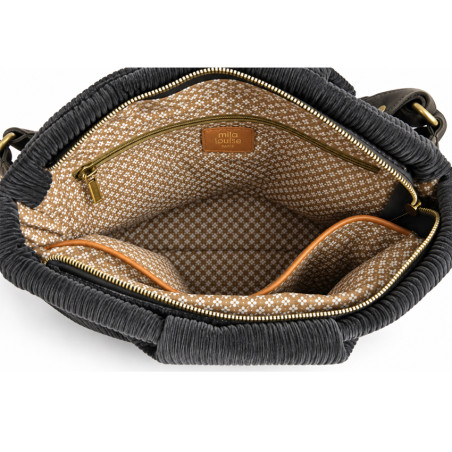 Mila Louise Priscille VFR2 Sac Besace Effet Velours Côtelé Gris Dark ouvert