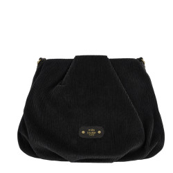 Mila Louise Priscille VFR2 Sac Besace Effet Velours Côtelé Noir