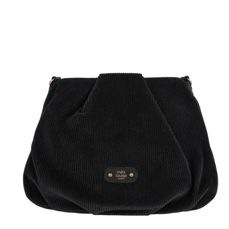 Mila Louise Priscille VFR2 Sac Besace Effet Velours Côtelé Noir