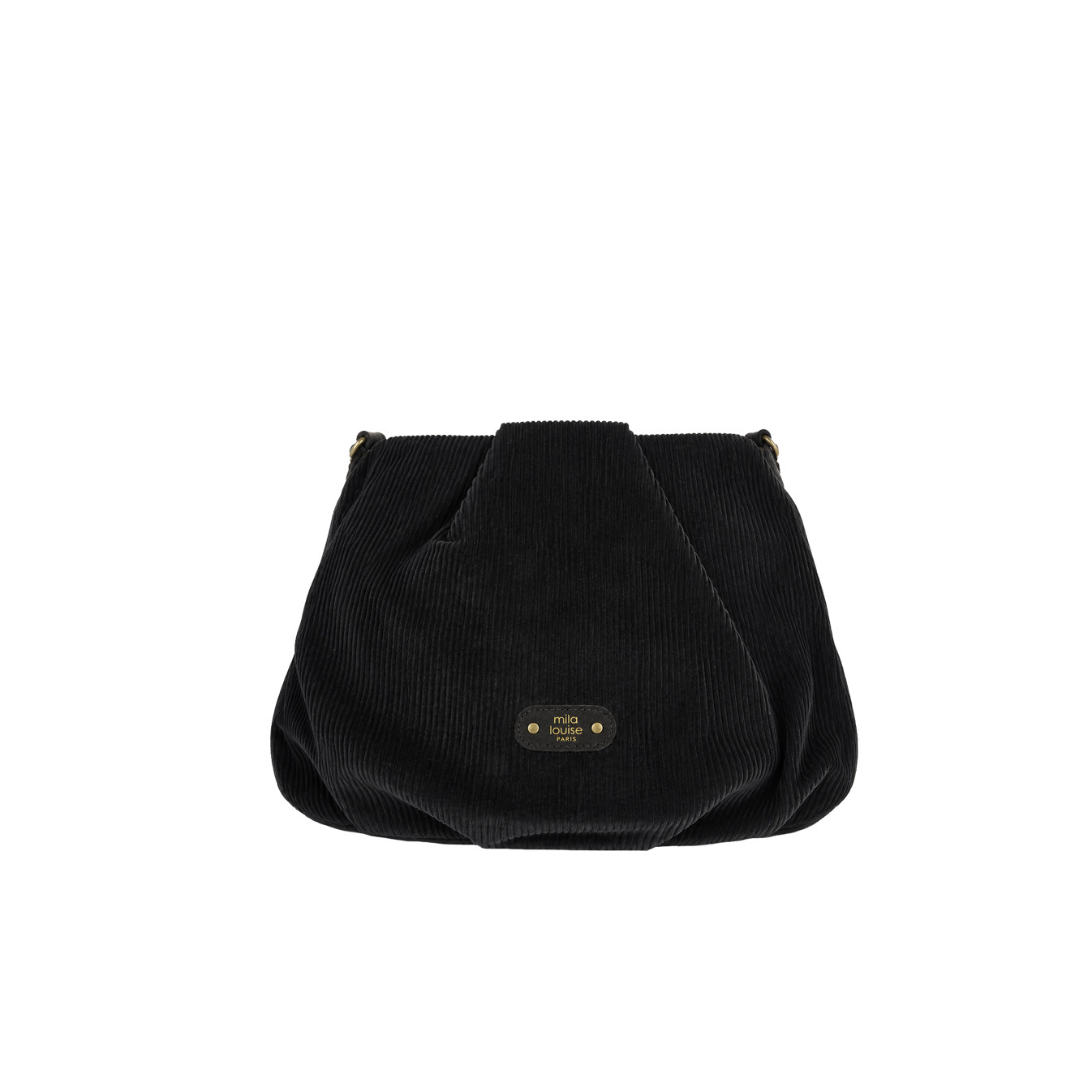Mila Louise Priscille VFR2 Sac Besace Effet Velours Côtelé Noir