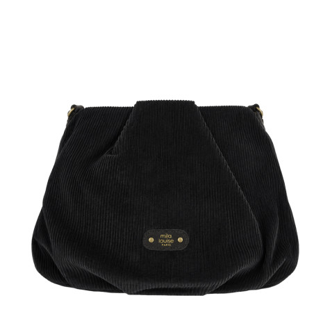 Mila Louise Priscille VFR2 Sac Besace Effet Velours Côtelé Noir