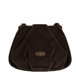 Mila Louise Priscille VFR2 Sac Besace Effet Velours Côtelé Brun Dark