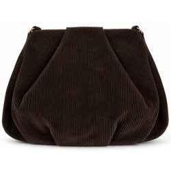 Mila Louise Priscille VFR2 Sac Besace Effet Velours Côtelé Brun Dark