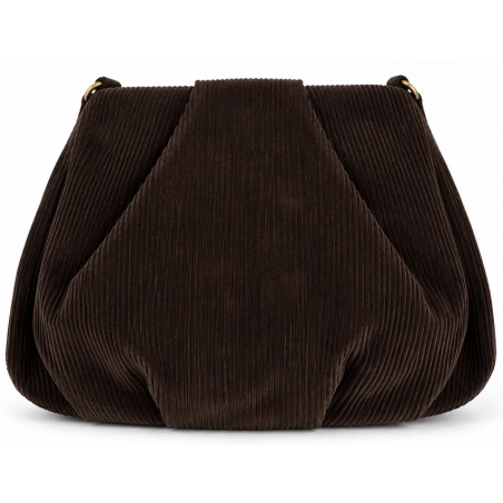 Mila Louise Priscille VFR2 Sac Besace Effet Velours Côtelé Brun Dark dos