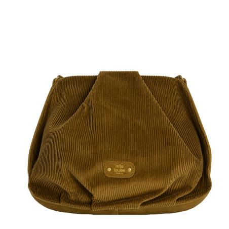 Mila Louise Priscille VFR2 Sac Besace Effet Velours Côtelé Ocre Dark