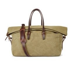 Bleu de Chauffe Cabin Travel Bag Jeep Canvas and Kaki Leather
