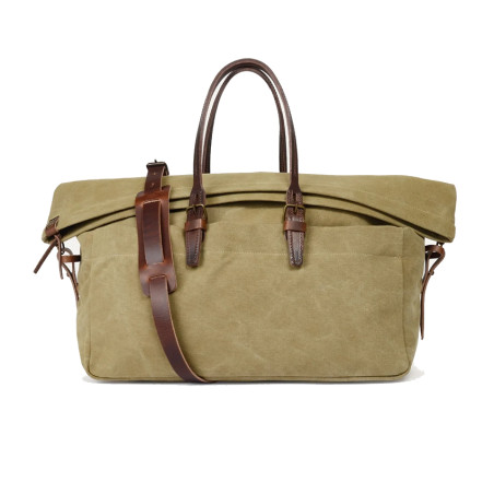 Bleu de Chauffe Cabin Travel Bag Jeep Canvas and Kaki Leather