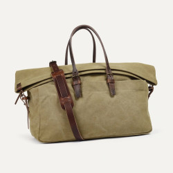 Bleu de Chauffe Cabin Travel Bag Jeep Canvas and Kaki Leather