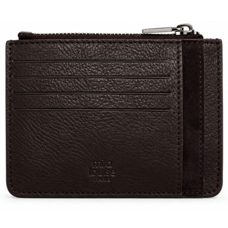 Mila Louise Rol CC Card Holder in Brown Leather