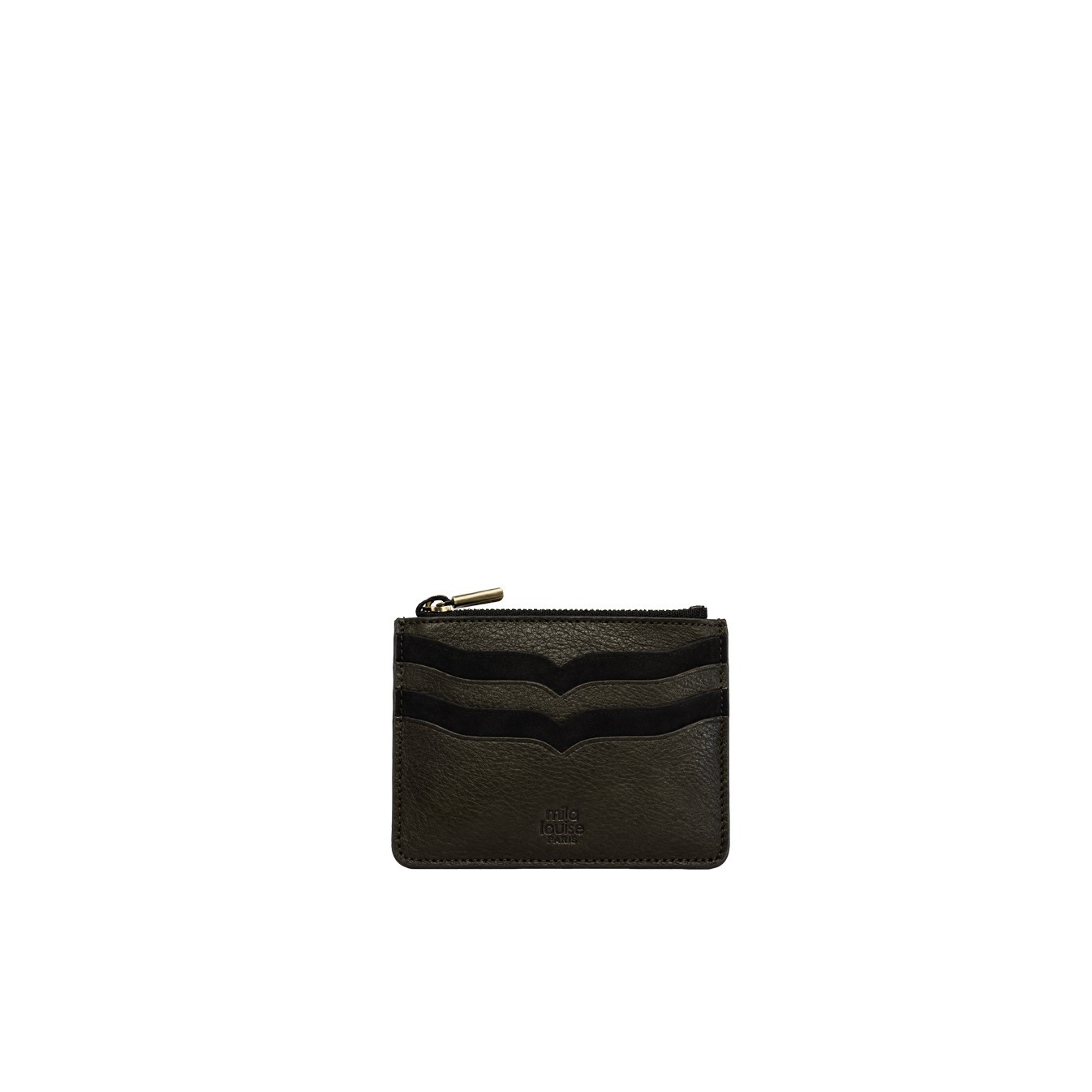 Mila Louise Rol CC Card Holder in Khaki Leather