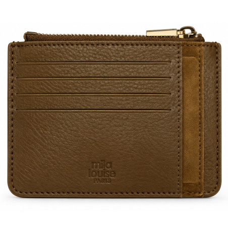 Mila Louise Rol CC Card Holder in Saffron Leather