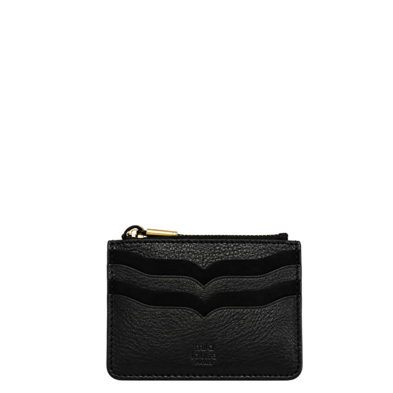 Mila Louise Rol CC Card Holder in Black Leather