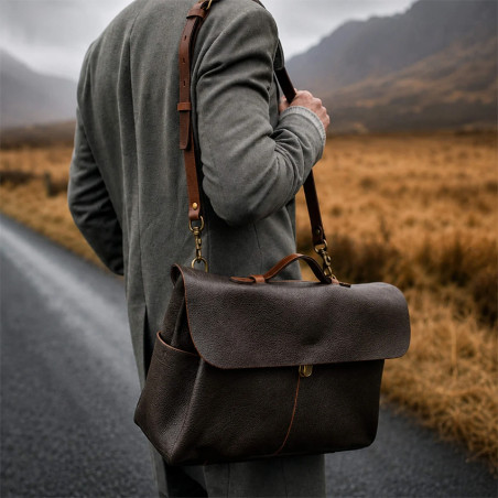 Bleu de Chauffe Charles Laptop Bag in Leather Brown