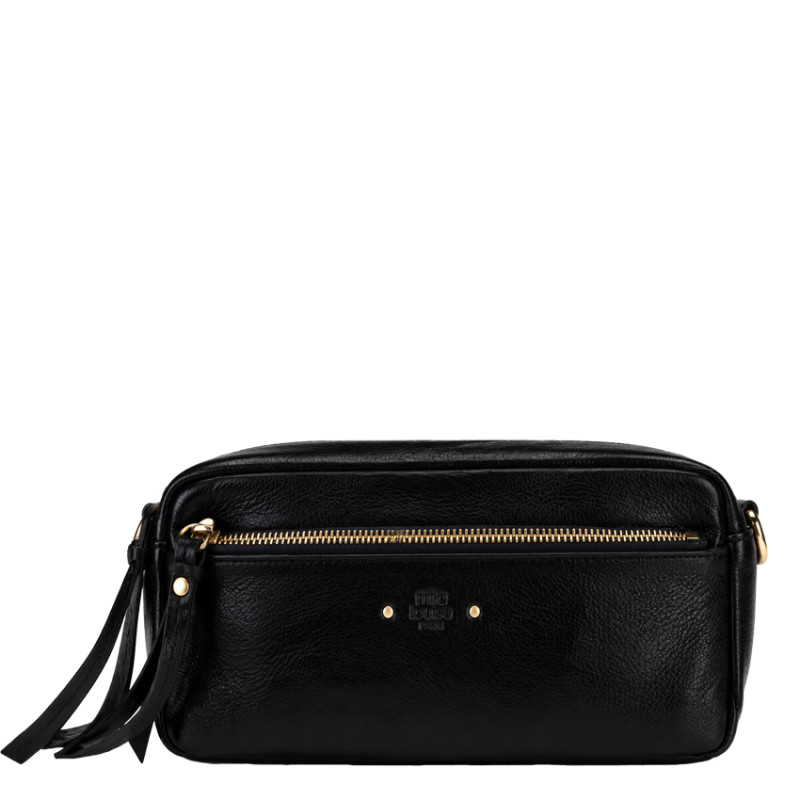 Mila Louise Tata CC Rolling Bag in Black Grain Leather