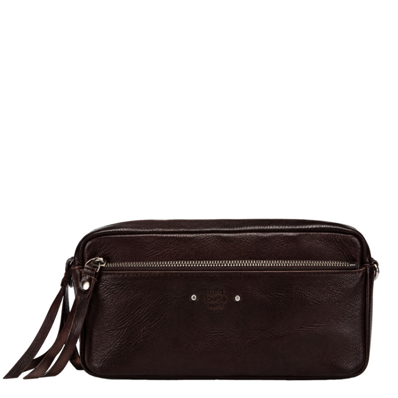 Mila Louise Tata CC Sac Trotteur En Cuir Grainé Brun Dark