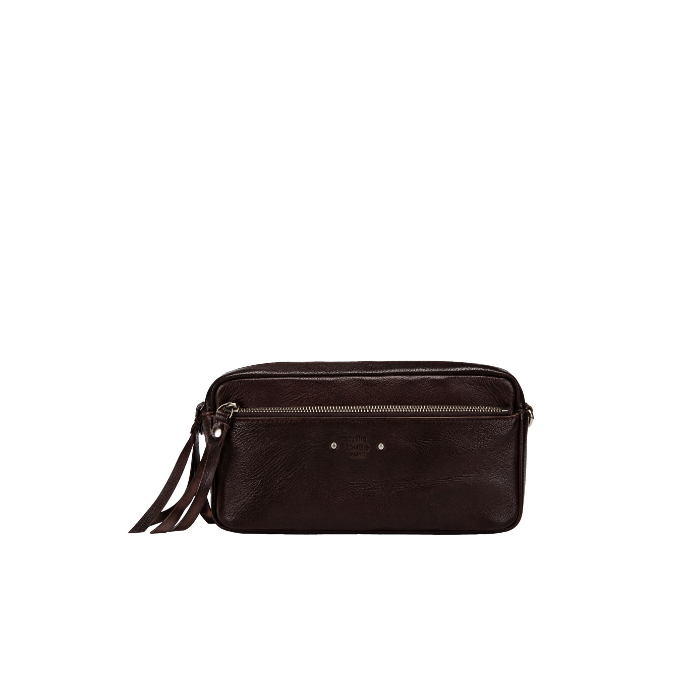 Mila Louise Tata CC Sac Trotteur En Cuir Grainé Brun Dark