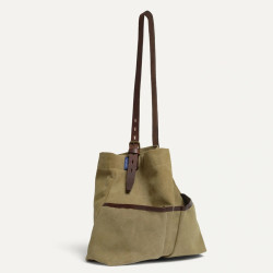 US Kaki Canvas Vertical Satchel 'Jeep' in Navy Blue