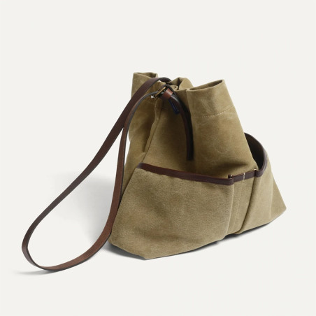 US Kaki Canvas Vertical Satchel 'Jeep' in Navy Blue