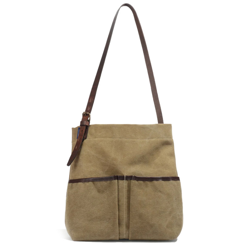 US Kaki Canvas Vertical Satchel 'Jeep' in Navy Blue