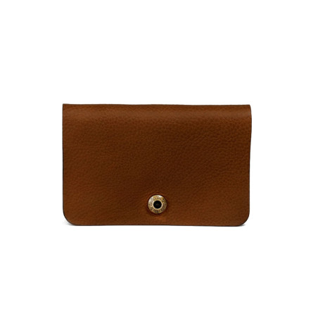 Bleu De Chauffe Grisbi Portefeuille Cuir Brun Ambré