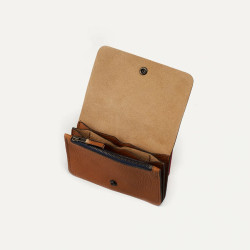 Bleu De Chauffe Grisbi Portefeuille Cuir Brun Ambré ouvert 2