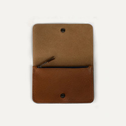 Bleu De Chauffe Grisbi Portefeuille Cuir Brun Ambré ouvert 3