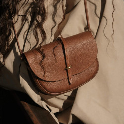 Bleu de Chauffe Mini Sac Postier Java Brun Ambré