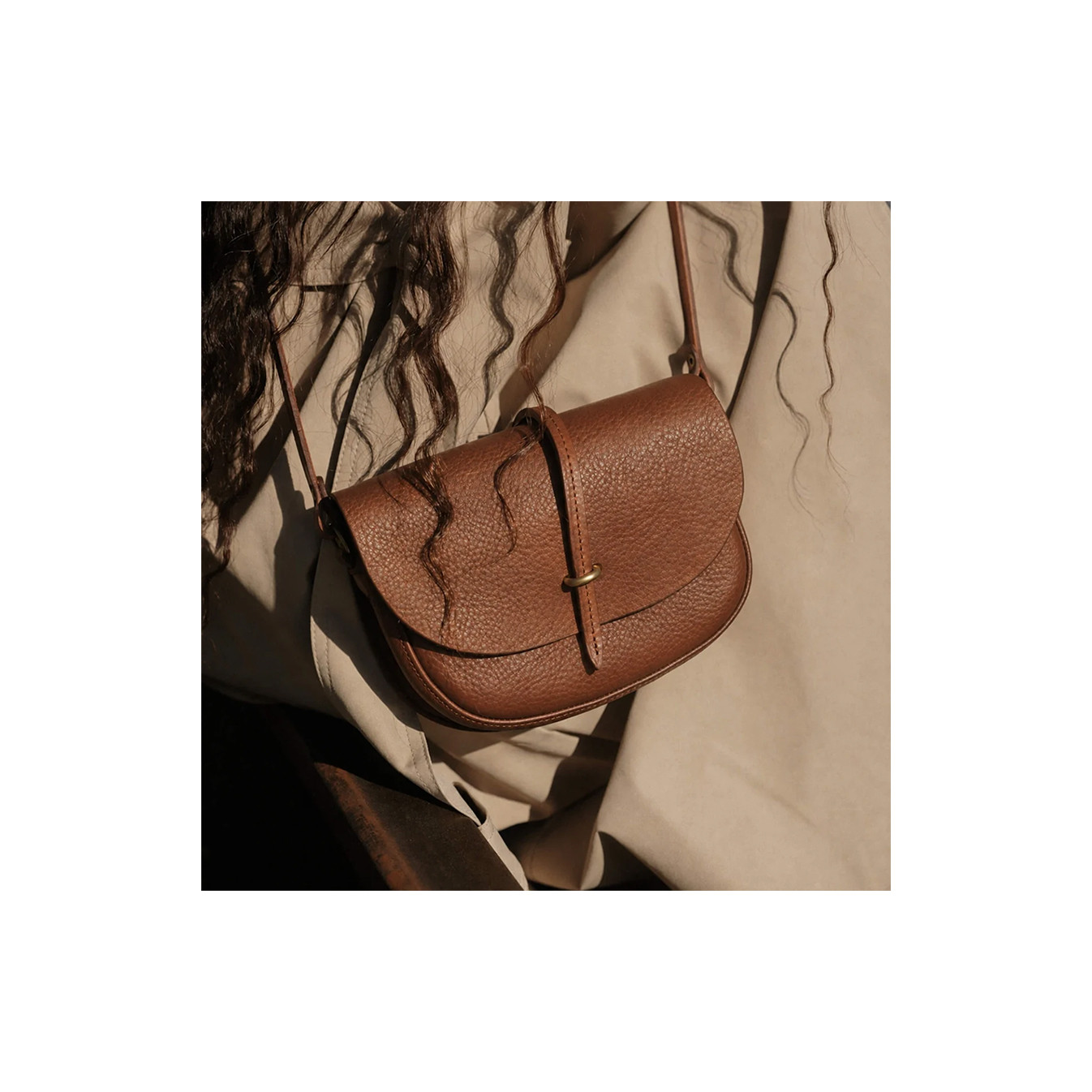 Bleu de Chauffe Mini Sac Postier Java Brun Ambré