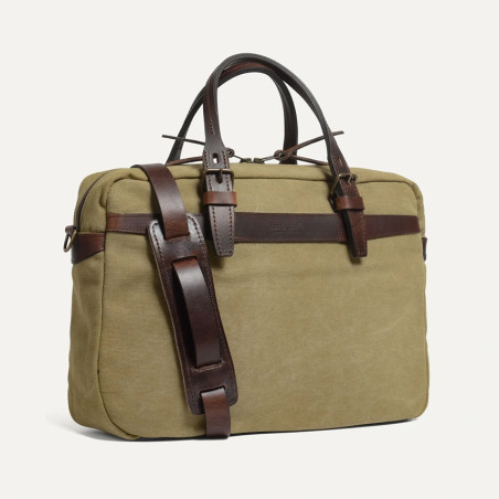 Bleu de Chauffe Sac Business Ledger Toile et Cuir Kaki Us profil