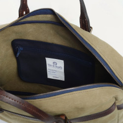 Bleu de Chauffe Sac Business Ledger Toile et Cuir Kaki Us ouvert 3