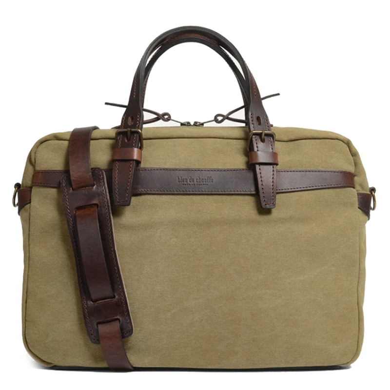 Bleu de Chauffe Sac Business Ledger Toile et Cuir Kaki Us