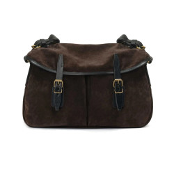 Bleu de Chauffe Sac Musette M Cuir Velours Marron Foncé