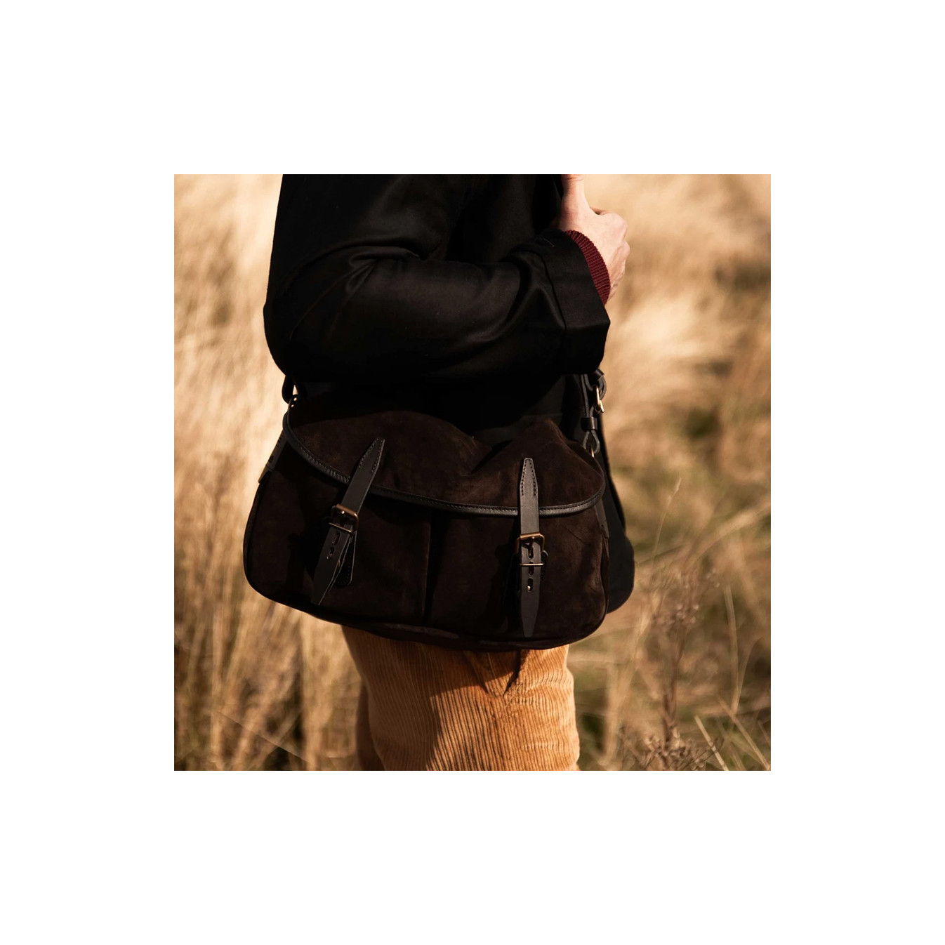 Bleu de Chauffe Sac Musette M Cuir Velours Marron Foncé