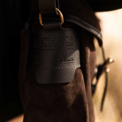 Bleu de Chauffe Sac Musette M Cuir Velours Marron Foncé details
