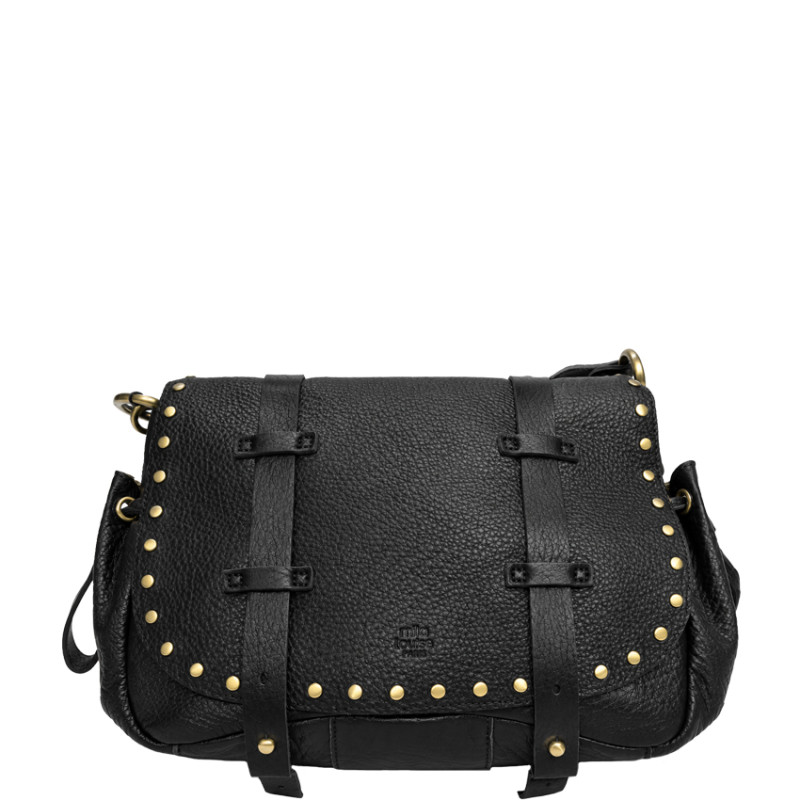 Mila Louise Tess C1 CL Buckled Leather Black Satchel