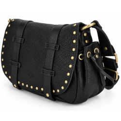 Mila Louise Tess C1 CL Sac Besace Cloutés En Cuir Noir