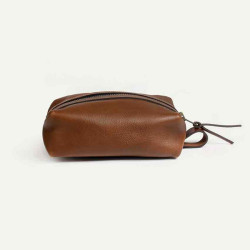 Bleu de Chauffe Trousse de toilette Zazou Cuir Grainé Brun Ambré