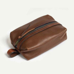 Bleu de Chauffe Trousse de toilette Zazou Cuir Grainé Brun Ambré