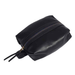 Bleu de Chauffe Trousse de toilette Zazou Cuir Lisse Liscio Noir