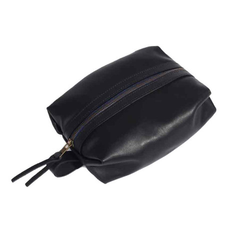 Bleu de Chauffe Trousse de toilette Zazou Cuir Lisse Liscio Noir face