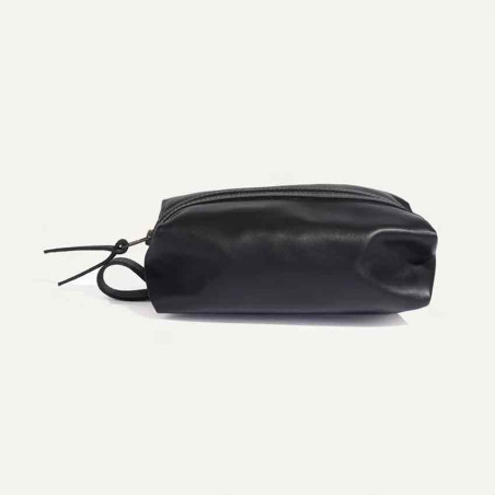 Bleu de Chauffe Trousse de toilette Zazou Cuir Lisse Liscio Noir cote