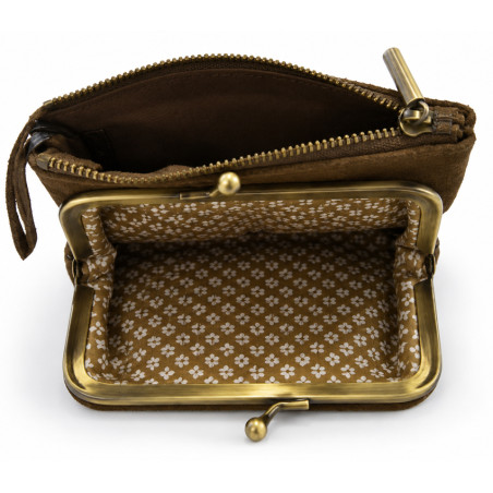 Mila Louise Uzu CC Porte-Monnaie En Cuir Ocre ouvert