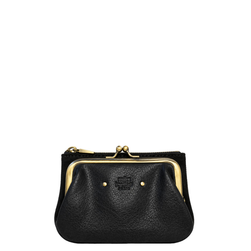 Mila Louise Uzu CC Coin Purse in Black Leather