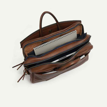 Bleu de Chauffe Zeppo Solo Sac Business Brun Ambré ouvert