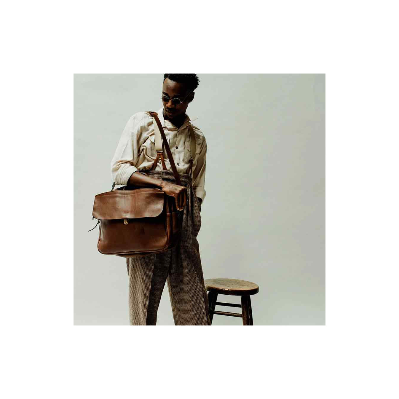 Bleu de Chauffe Zeppo Solo Business Bag Brown Amber