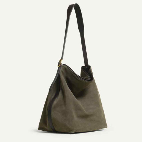 Bleu de Chauffe Sofia Sac Hobo Cuir Velours Musk cote