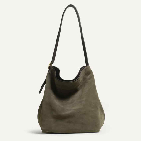 Bleu de Chauffe Sofia Sac Hobo Cuir Velours Musk face