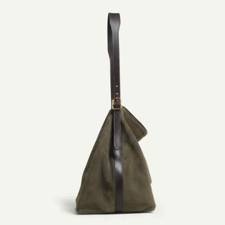 Bleu de Chauffe Sofia Sac Hobo Cuir Velours Musk profil